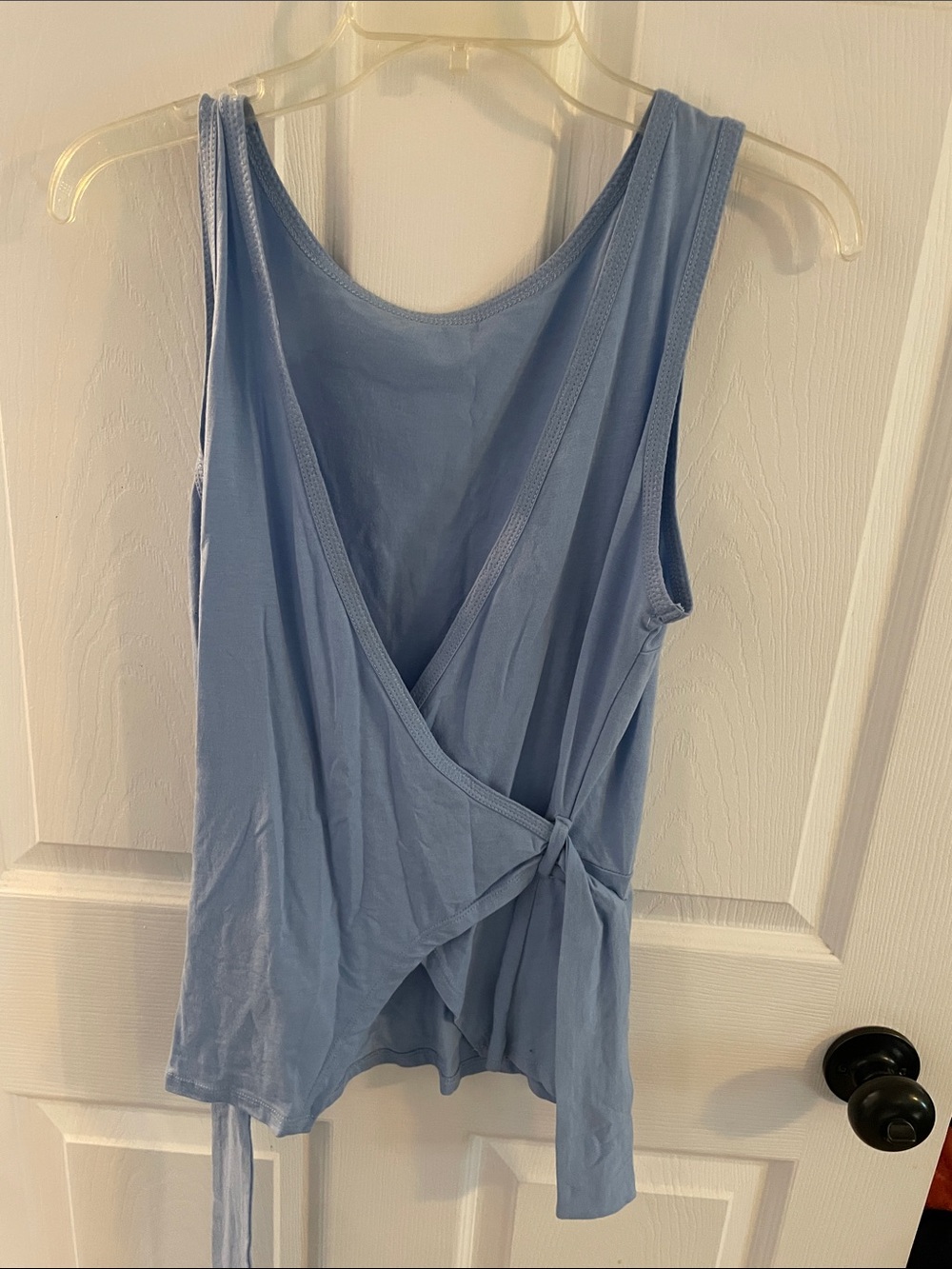 Anthropologie Light Blue Wrap Tank with Side Tie